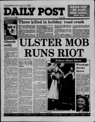 cover page of Liverpool Daily Post (Welsh Edition) published on April 1, 1986