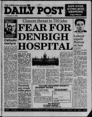 cover page of Liverpool Daily Post (Welsh Edition) published on June 13, 1986