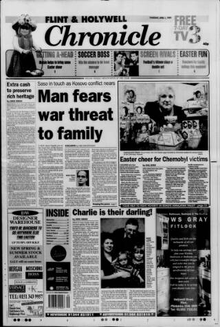 cover page of Flint & Holywell Chronicle published on April 1, 1999