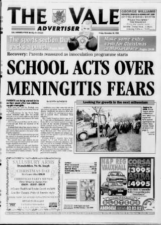 cover page of Vale Advertiser published on November 26, 1999