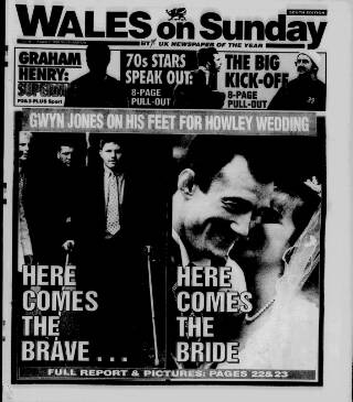 cover page of Wales on Sunday published on August 2, 1998
