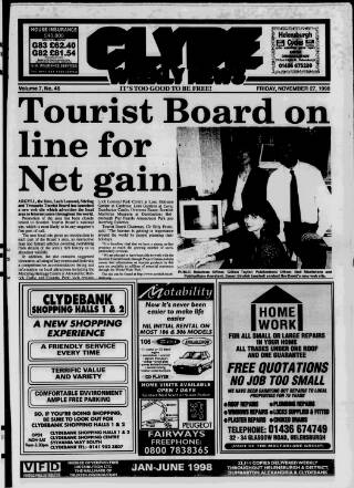 cover page of Clyde Weekly News published on November 27, 1998