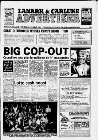 cover page of Lanark & Carluke Advertiser published on June 13, 1996