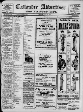 cover page of Callander Advertiser published on June 13, 1914