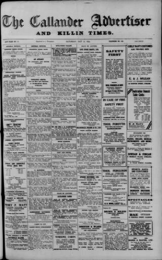 cover page of Callander Advertiser published on May 22, 1926