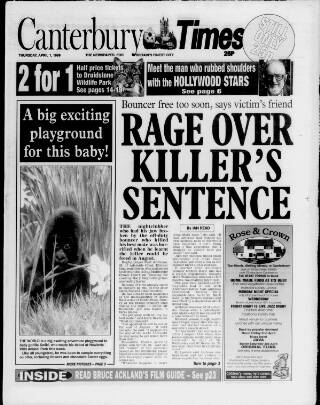 cover page of Canterbury Times published on April 1, 1999