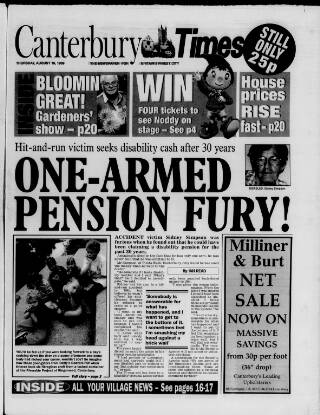 cover page of Canterbury Times published on August 19, 1999