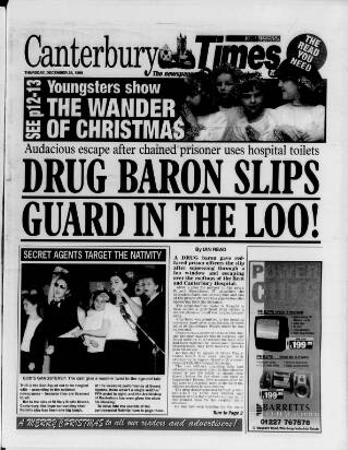 cover page of Canterbury Times published on December 23, 1999