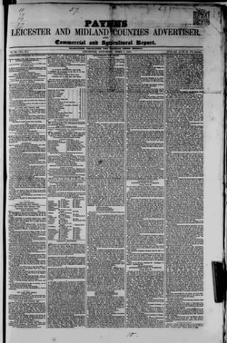 cover page of Leicester Advertiser published on April 1, 1843