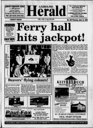cover page of Axholme Herald published on June 13, 1996