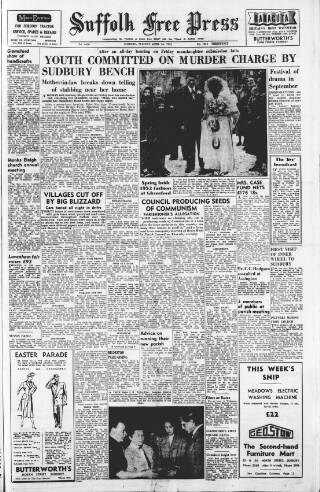 cover page of Suffolk and Essex Free Press published on April 1, 1952