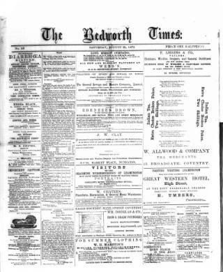 cover page of Bedworth Times published on August 21, 1875