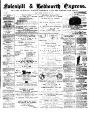 cover page of Foleshill & Bedworth Express published on August 21, 1875