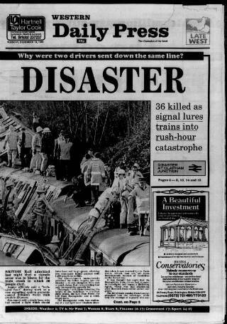 cover page of Western Daily Press published on December 13, 1988