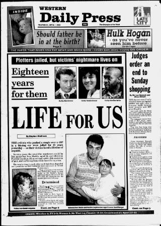 cover page of Western Daily Press published on April 1, 1993