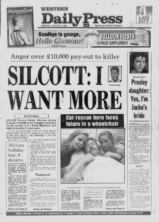 cover page of Western Daily Press published on August 2, 1994