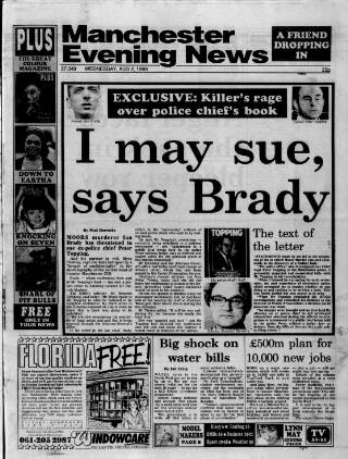 cover page of Manchester Evening News published on August 2, 1989