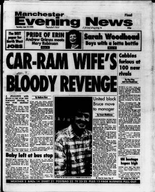 cover page of Manchester Evening News published on June 13, 1995