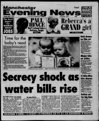 cover page of Manchester Evening News published on April 1, 1997