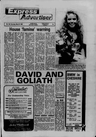 cover page of Wilmslow Express Advertiser published on May 22, 1986
