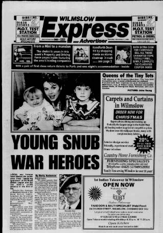 cover page of Wilmslow Express Advertiser published on November 2, 1995