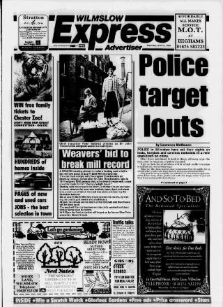 cover page of Wilmslow Express Advertiser published on June 13, 1996