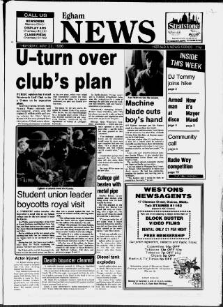 cover page of Staines & Egham News published on May 22, 1986