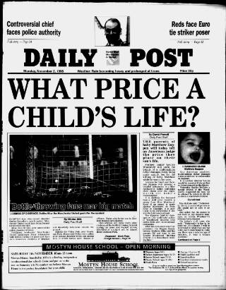 cover page of Liverpool Daily Post published on November 2, 1998