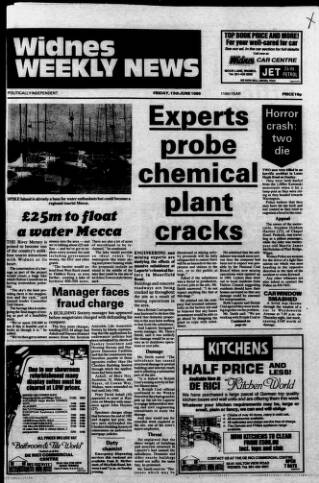 cover page of Widnes Weekly News and District Reporter published on June 13, 1986