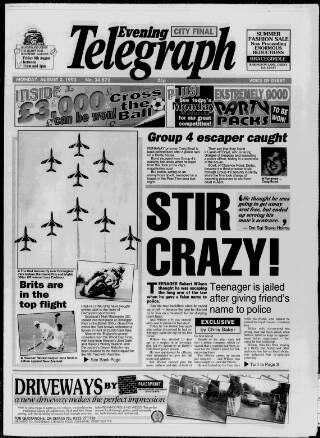 cover page of Derby Daily Telegraph published on August 2, 1993
