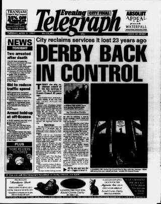 cover page of Derby Daily Telegraph published on April 1, 1997
