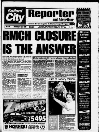 cover page of Salford City Reporter published on June 13, 1996