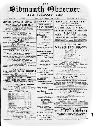 cover page of Sidmouth Observer published on May 22, 1889