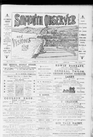 cover page of Sidmouth Observer published on August 2, 1893