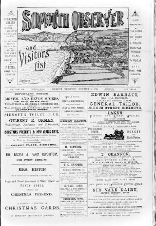 cover page of Sidmouth Observer published on December 13, 1893