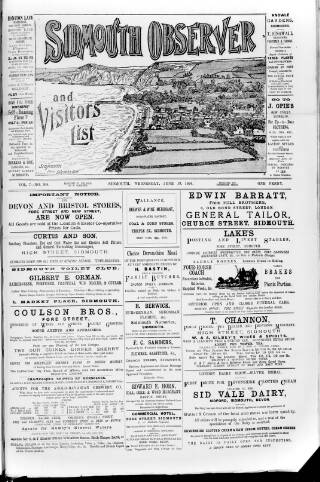 cover page of Sidmouth Observer published on June 13, 1894