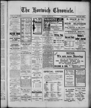 cover page of Horwich Chronicle published on May 22, 1915