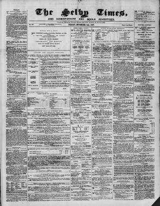 cover page of Selby Times published on November 2, 1877