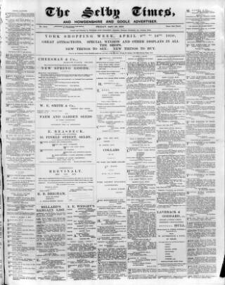 cover page of Selby Times published on April 1, 1910