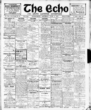 cover page of Enniscorthy Echo and South Leinster Advertiser published on June 2, 1917