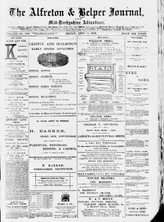 cover page of Alfreton Journal published on April 1, 1892
