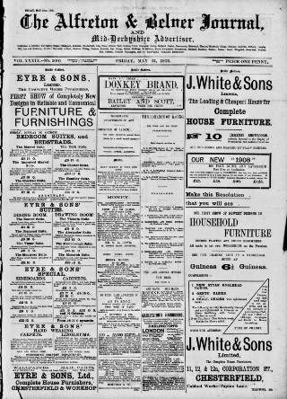 cover page of Alfreton Journal published on May 22, 1908