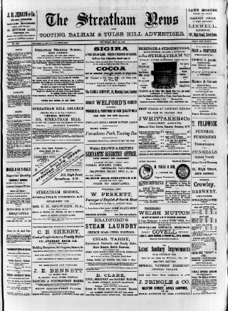 cover page of Streatham News published on May 22, 1897