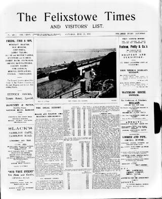 cover page of Felixstowe Times published on June 13, 1925