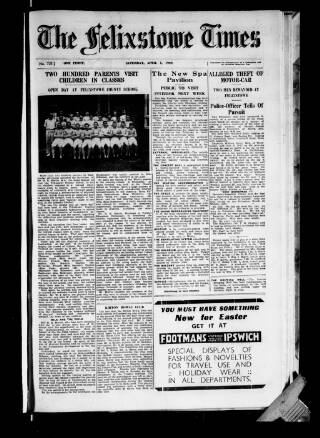 cover page of Felixstowe Times published on April 1, 1939