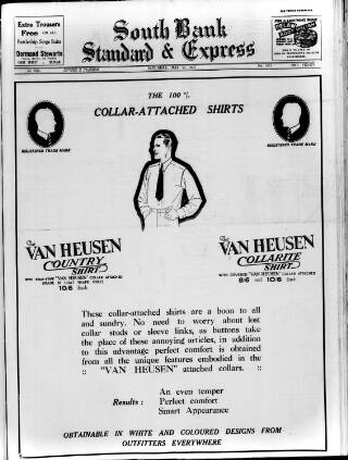 cover page of South Bank Express published on May 22, 1937