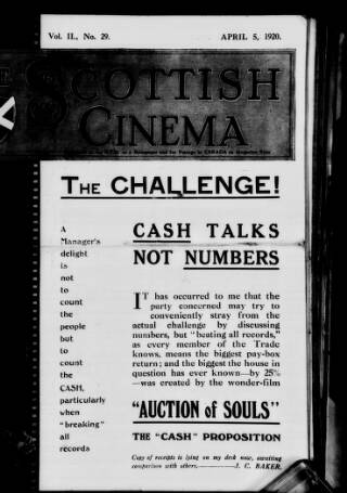 cover page of Scottish Cinema published on April 5, 1920