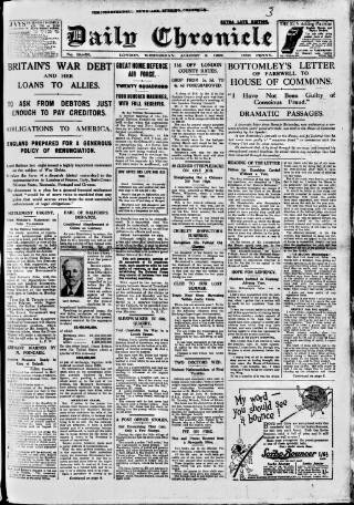 cover page of London Daily Chronicle published on August 2, 1922