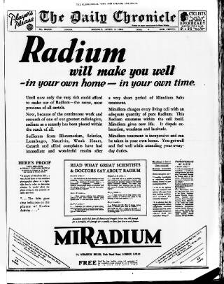 cover page of London Daily Chronicle published on April 1, 1929