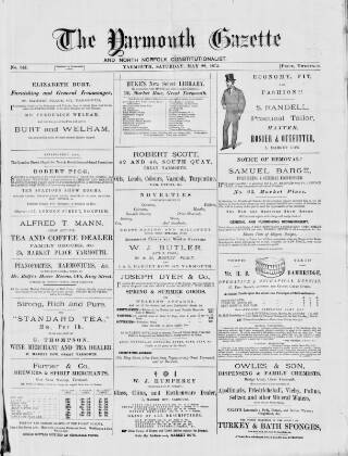 cover page of Yarmouth Gazette and North Norfolk Constitutionalist published on May 22, 1875